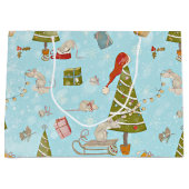 ネズミとクリスマスツリークリスマスパターンから子供へ ラージペーパーバッグ (正面)