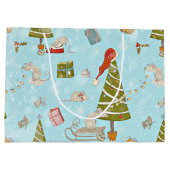 ネズミとクリスマスツリークリスマスパターンから子供へ ラージペーパーバッグ (裏面)