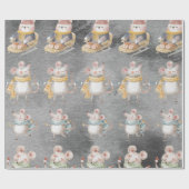 ネズミとネズミ、ウサギのクリスマス ラッピングペーパー (フラット)