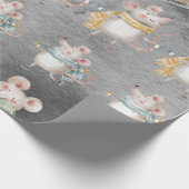 ネズミとネズミ、ウサギのクリスマス ラッピングペーパー (角)