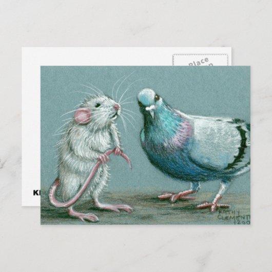 ネズミとハトのはがき ポストカード (正面/裏面)