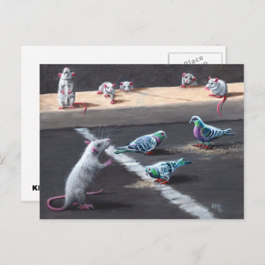 ネズミとハトのはがき ポストカード (正面/裏面)