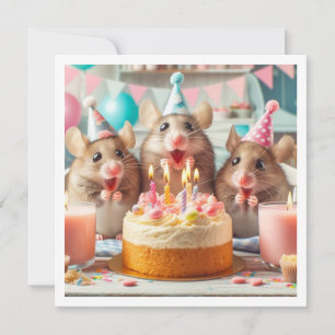 ネズミとパーティー帽子、マウス誕生日の招待 招待状