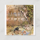 ネズミとモグラがピクニックをする – Arthur Rackham スクエア名刺 (正面)