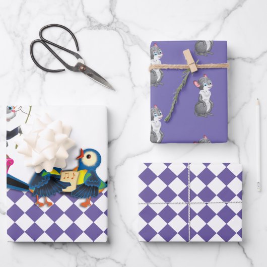 ネズミとリス遊トのコンサート ラッピングペーパーシート (正面)