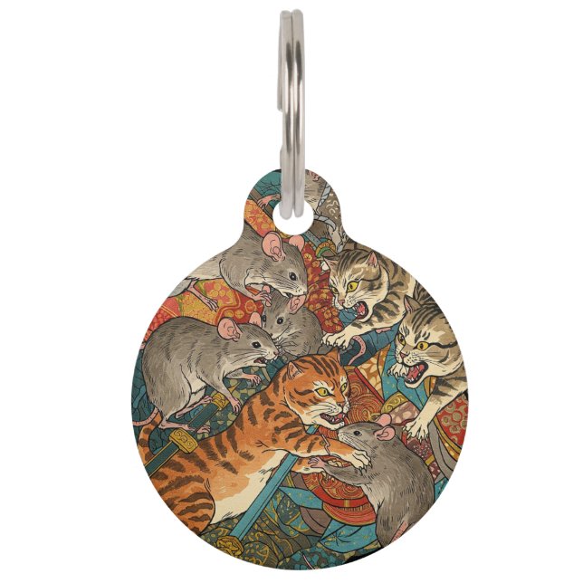 ネズミと猫 ペット　ネームタグ (正面)