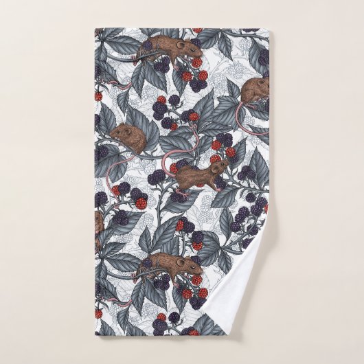 ネズミと白い黒い果実 バスタオルセット (ハンドタオル)