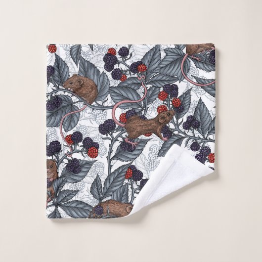 ネズミと白い黒い果実 バスタオルセット (ウォッシュタオル)