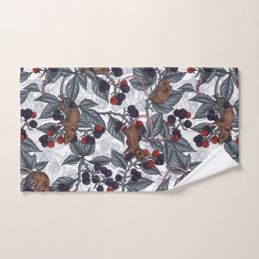 ネズミと白い黒い果実 バスタオルセット (ハンドタオル)