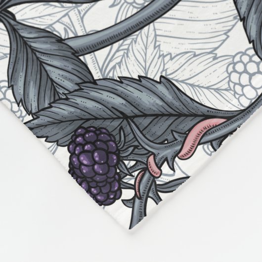 ネズミと白い黒い果実 フリースブランケット (角)