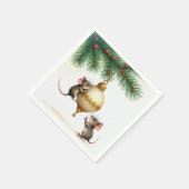 ネズミと金ゴールドクリスマスオーナメント スタンダードカクテルナプキン (角)