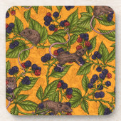 ネズミと黄色のブラックベリー コースター (正面)