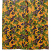 ネズミと黄色のブラックベリー シャワーカーテン (正面)