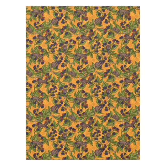 ネズミと黄色のブラックベリー テーブルクロス (正面)