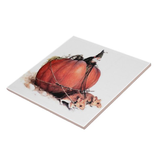 ネズミによって引っ張られるカボチャに乗る格言 タイル (側面)