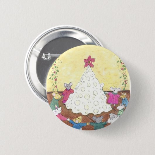 ネズミのまわりにのクリスマスツリー 缶バッジ (正面&裏面)