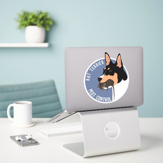 ネズミのテリア害虫駆除シール シール (デスク上のノートパソコン)
