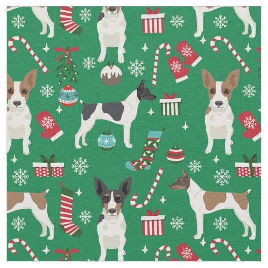 ネズミのテリア犬のクリスマス休暇 ファブリック (クローズアップ)