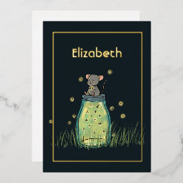 ネズミのホタルのメイソンの瓶シャワー 箔招待状