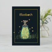 ネズミのホタルのメイソンの瓶シャワー 箔招待状 (立ち正面)