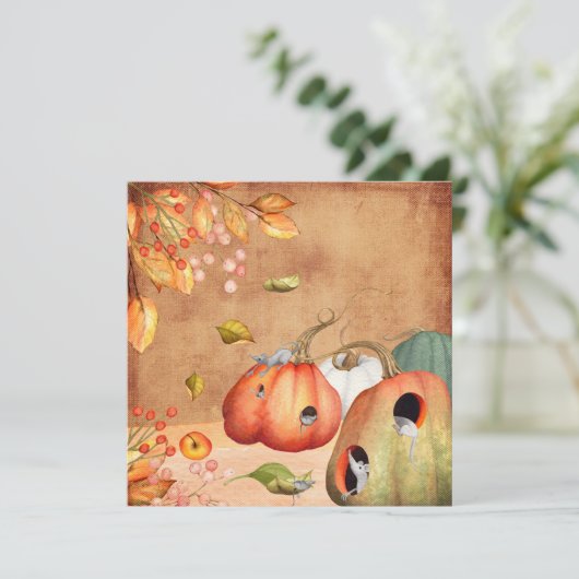 ネズミのマウスの感謝祭のイラストレーション シーズンカード (スタンド正面)