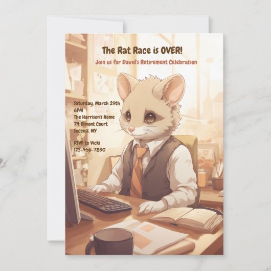ネズミのレース引退パーティー 招待状 (正面)