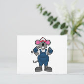 ネズミの整備士（スクリュードライバーとスパナ持ち） ポストカード (スタンド正面)