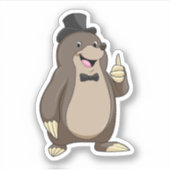 ネズミの新郎とネクタイ シール (正面)