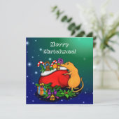 ネズミの王子様のカードと共に、クリスマスおめでとう カード (スタンド正面)