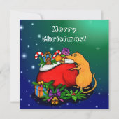 ネズミの王子様のカードと共に、クリスマスおめでとう カード (正面)