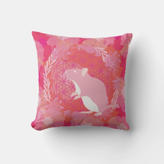 ネズミの花 クッション (正面)