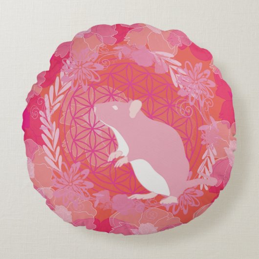 ネズミの花 ラウンドクッション (正面)