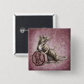 ネズミの〔占星術の〕十二宮図中国の芸術の年 缶バッジ (正面&裏面)