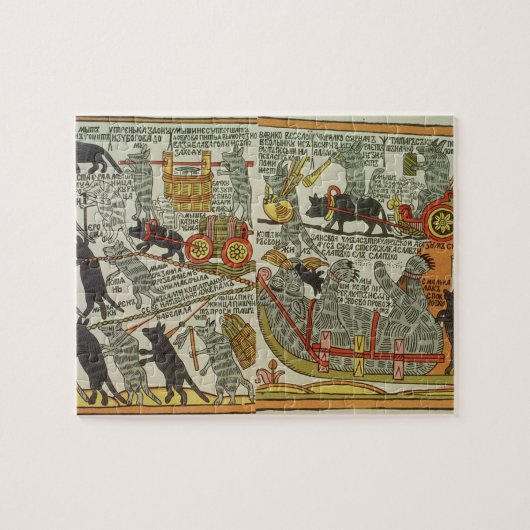 ネズミは猫、ロシア語、18世紀後半を埋めます ジグソーパズル (横)