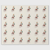 ネズミをカードに入れて豚を閉じ込めるサンタ ラッピングペーパー (フラット)