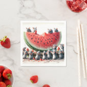 ネズミをジューシーなスイカくさび スタンダードカクテルナプキン (インサイチュ)