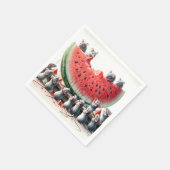 ネズミをジューシーなスイカくさび スタンダードカクテルナプキン (角)