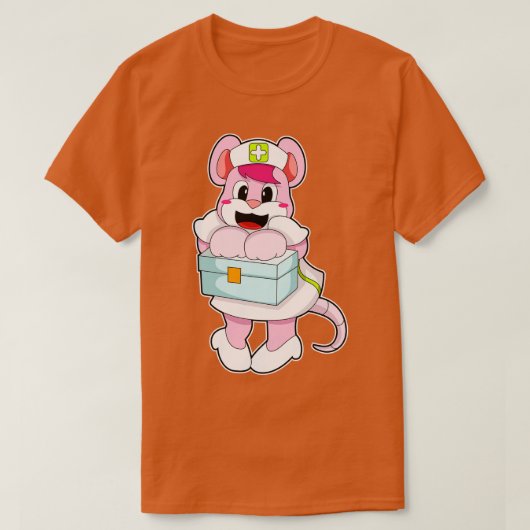 ネズミをナースに箱を付ける Tシャツ (デザイン正面)