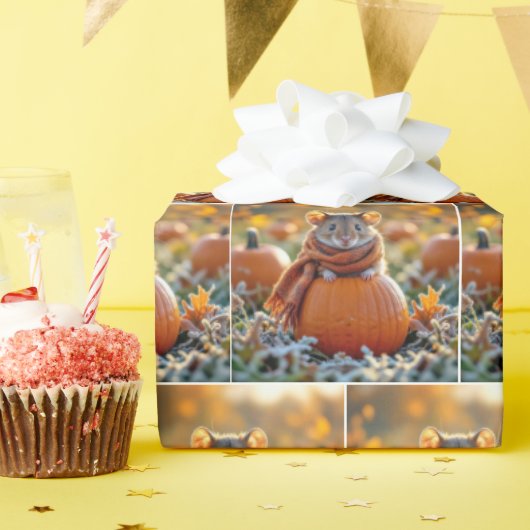 ネズミオンオータムカボチャ ラッピングペーパー (誕生日パーティー)