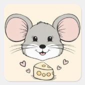 ネズミクールマウス動物ペットのバレンタイン スクエアシール (正面)