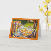 ネズミズキャンディスティックスキャンディコーンウォーターカラーアート カード (黄色い花)