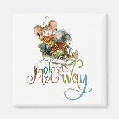 ネズミズライジンルオールウェイクリスマスグリッター マグネット (正面)