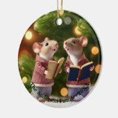 ネズミパーソナライズされたがキャロルを歌う セラミックオーナメント (左)