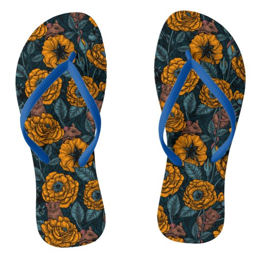 ネズミパーティーはオレンジと青 ビーチサンダル (ソール)