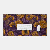 ネズミパーティーはオレンジ色と紫 デスクマット (キーボード&マウス)