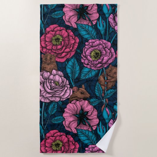 ネズミパーティー ビーチタオル (正面)