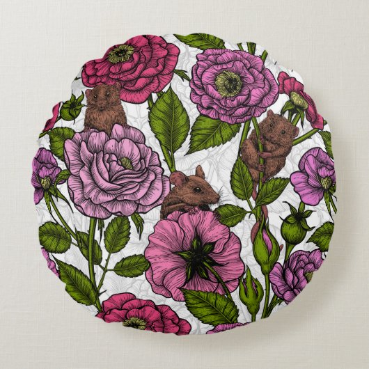 ネズミパーティー ラウンドクッション (正面)