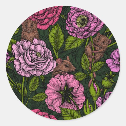 ネズミパーティー ラウンドシール (正面)