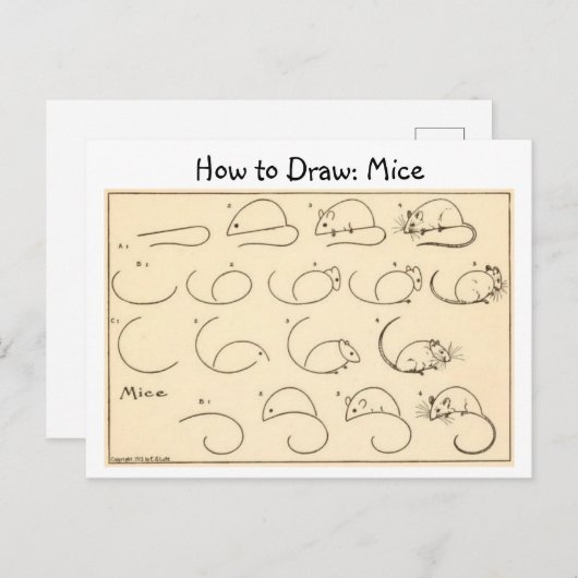 ネズミヴィンテージはがきの描画方法 ポストカード (正面/裏面)