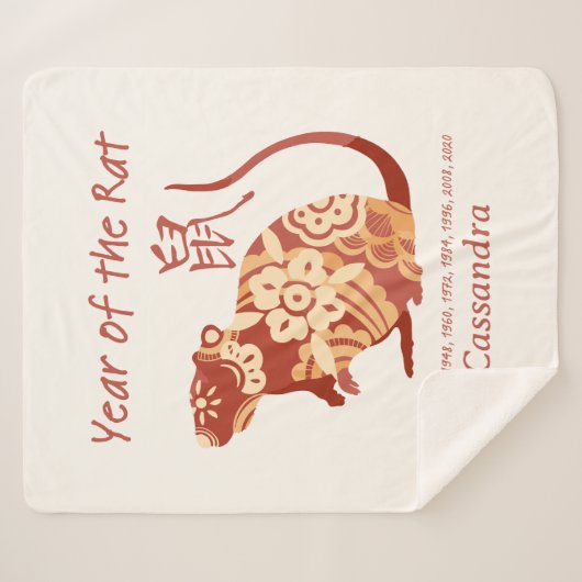 ネズミ中国のの〔占星術の〕十二宮図年 シェルパブランケット (正面(横))